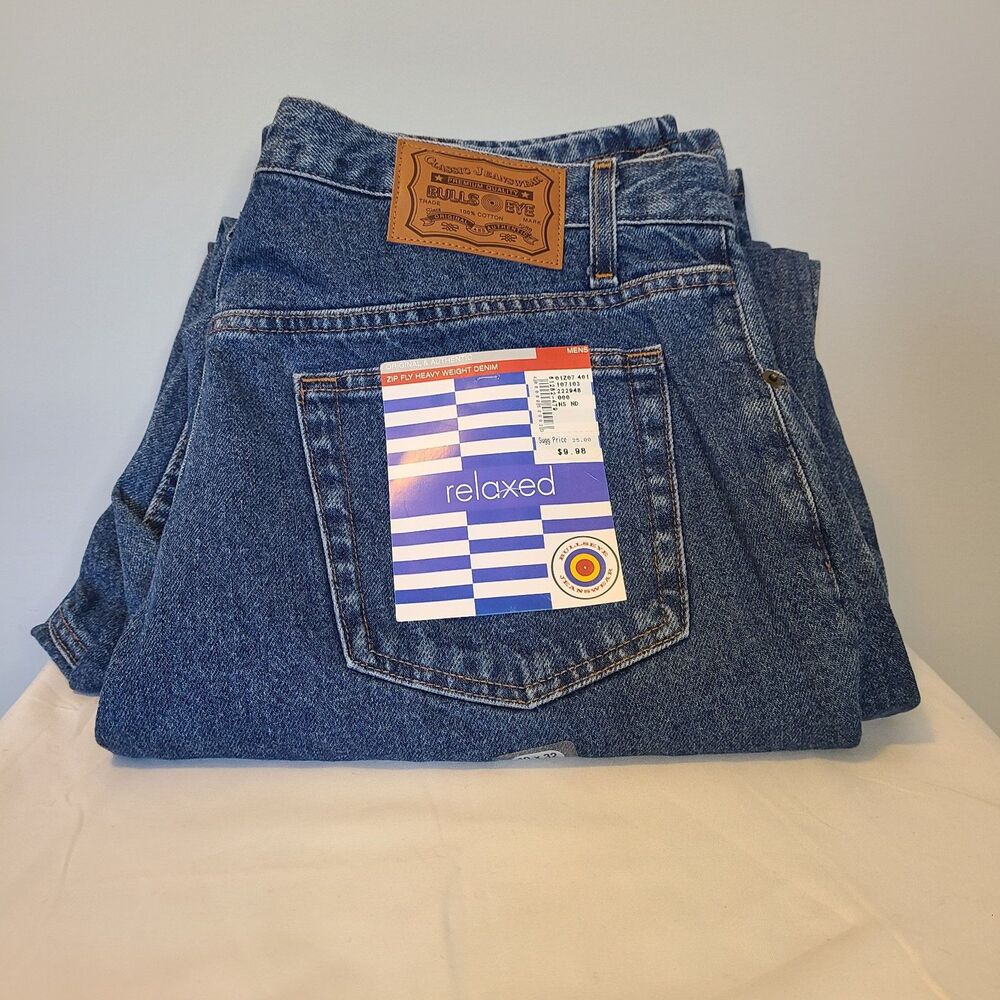 NWT Vintage Bullseye Jeans Wear Men's Size 40 X 32 Relaxed 100% Cotton Denim